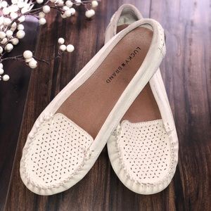 Lucky Brand Women's Pale Pink Perforated Moccasin Flats